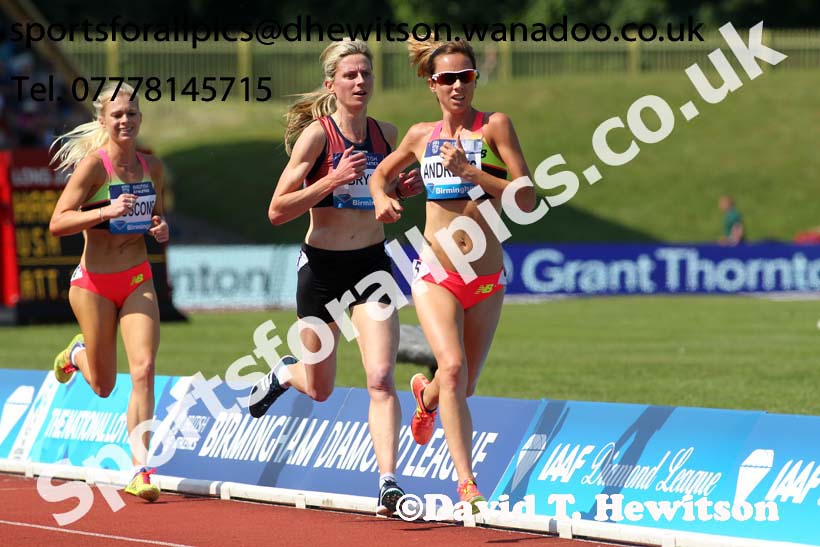 Jessica Andrews (GB) and Deirdre Byrne (IRE) womens 5000 metres, IAAF Diamond League, Birmingham. Photo: David T. Hewitson/Sports for All Pics